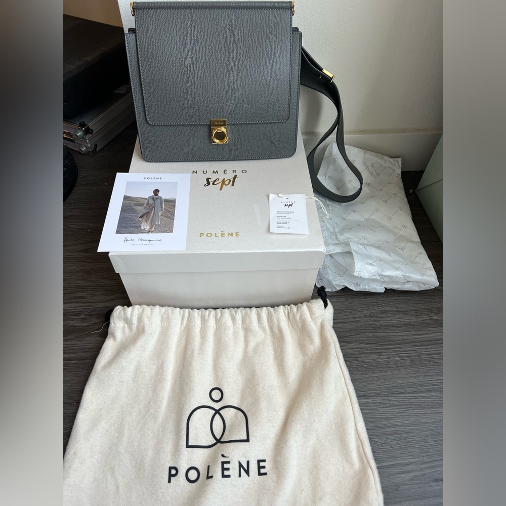 Polene Number Seven Grey Textured leather - Full Set